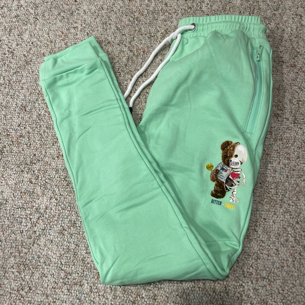 Fifth Loop Neo Mint Bitter Sweet Bear/Skeleton Embroidered Graphic